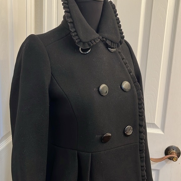 Kate Spade Black Wool Double Breasted Pea Coat size 0 - Picture 4 of 16